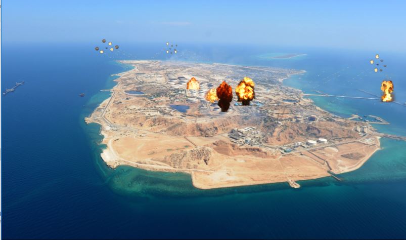 ضرب جزيرة خرج بطائرات الميج 25 من ارتفاع عالي